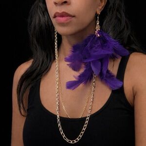 Purple Feather Earrings